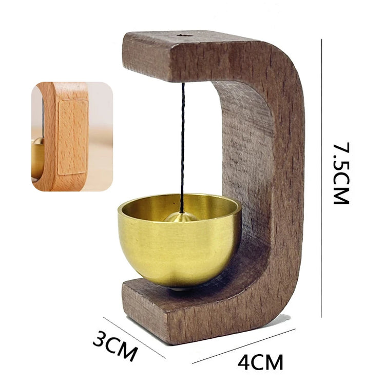 Magnetic Wooden Door Chime with Brass Bell – Japanese Style Door Bell