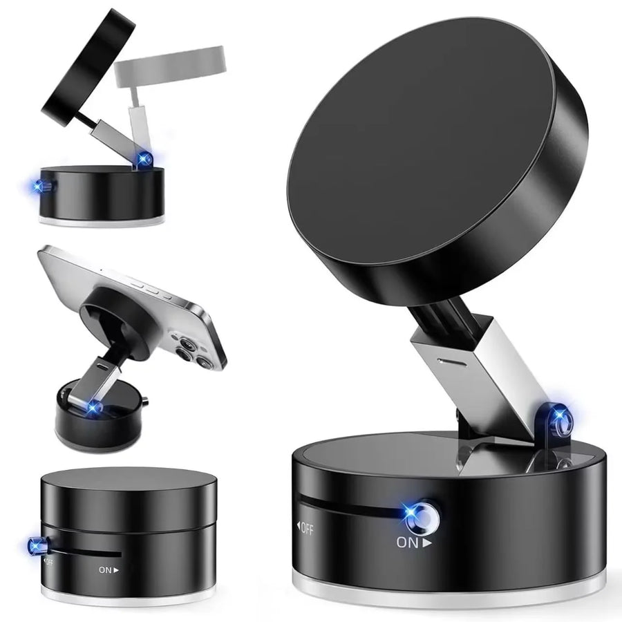 Vacuum Suction Magnetic Phone Stand — Foldable Holder for Car, Desk & Kitchen