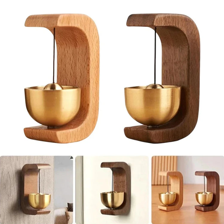 Magnetic Wooden Door Chime with Brass Bell – Japanese Style Door Bell