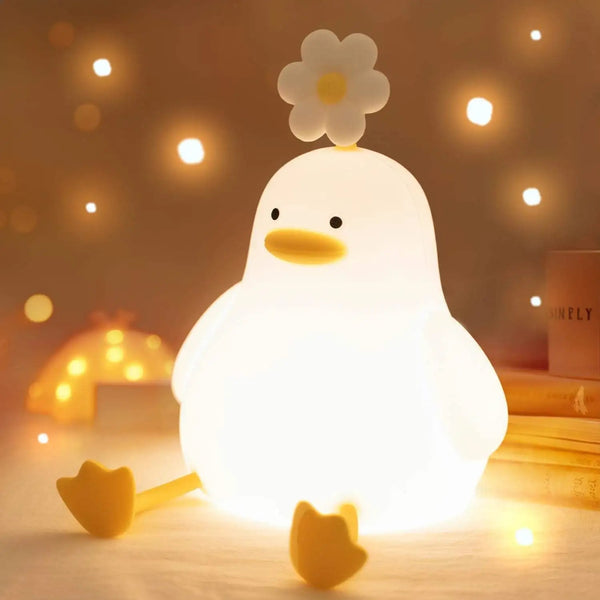 Daisy Flower Duck Silicone LED Night Light — USB Rechargeable Touch Lamp