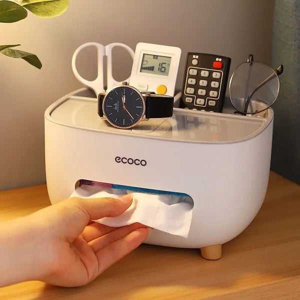 Multi-Function Desk Organizer with Tissue Box