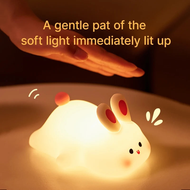 Big Face Rabbit Silicone LED Night Light — USB Rechargeable Touch Lamp