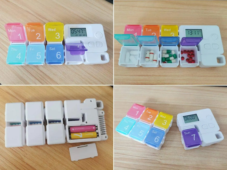 7 Day Weekly Pill Organiser with Alarm – Medicine Reminder Box
