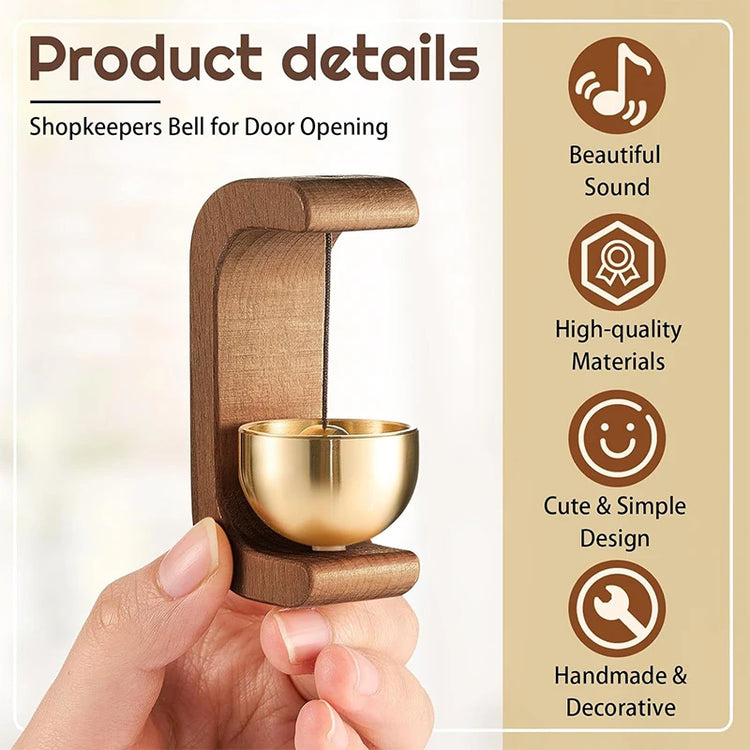 Magnetic Wooden Door Chime with Brass Bell – Japanese Style Door Bell