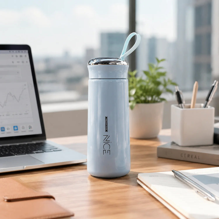 Double Wall Glass Water Bottle – Insulated Travel Cup, 400ml