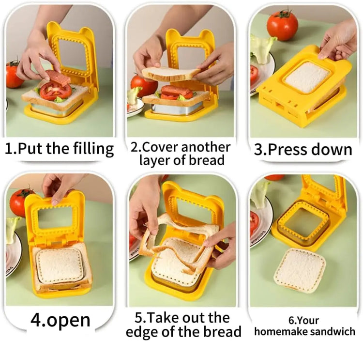 Square Bread Sandwich Cutter & Sealer Set with 30pc Cookie Cutters