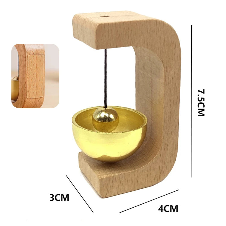 Magnetic Wooden Door Chime with Brass Bell – Japanese Style Door Bell