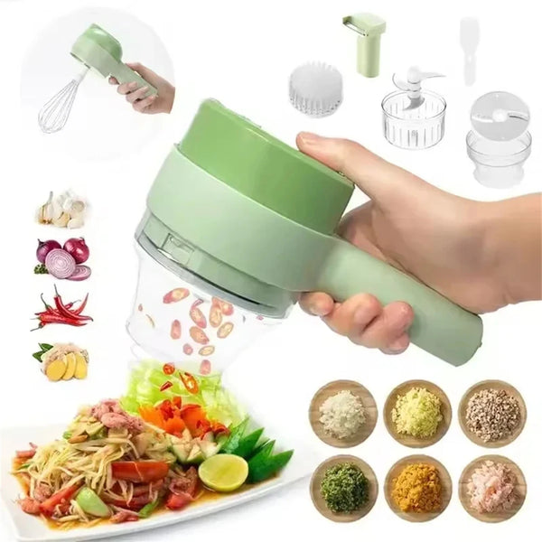 4-in-1 Wireless Electric Vegetable Chopper — Cordless Rechargeable Kitchen Cutter