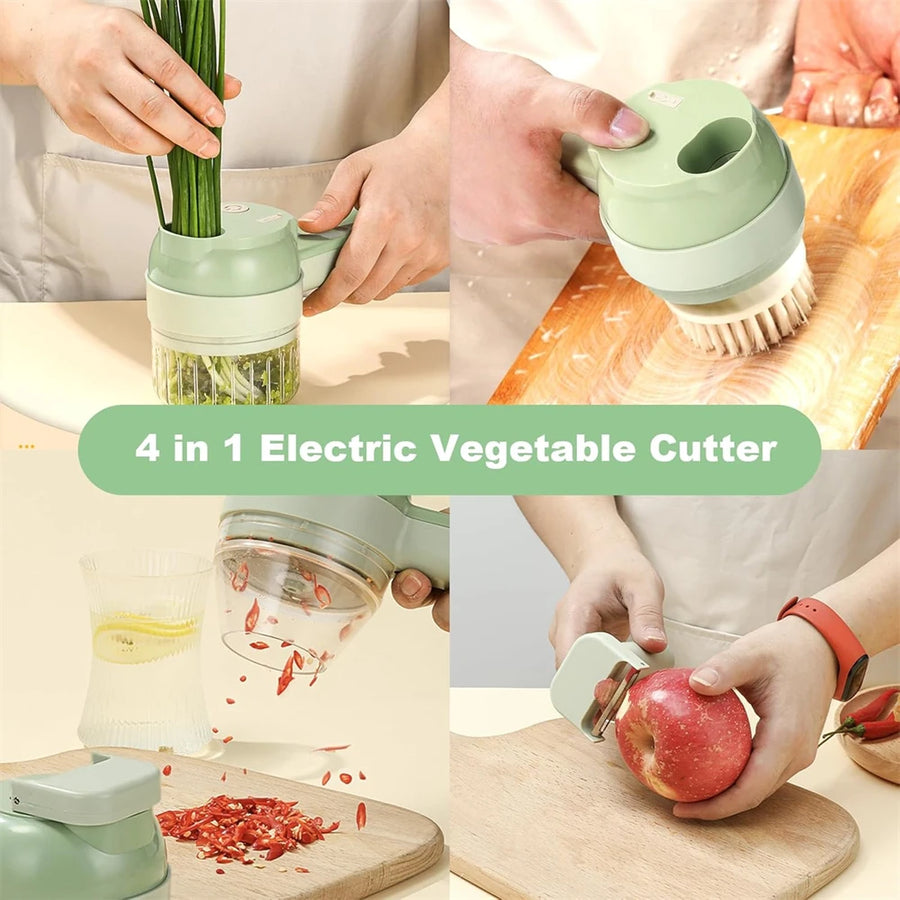4-in-1 Wireless Electric Vegetable Chopper — Cordless Rechargeable Kitchen Cutter