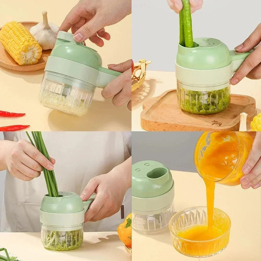4-in-1 Wireless Electric Vegetable Chopper — Cordless Rechargeable Kitchen Cutter