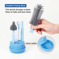 Portable Silicone Bottle Brush Set with Pacifier Brush & Drain Rack view 3
