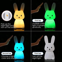Bunny Silicone LED Night Light — USB-C Rechargeable Touch Lamp view 6