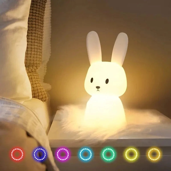 Bunny Silicone LED Night Light — USB-C Rechargeable Touch Lamp