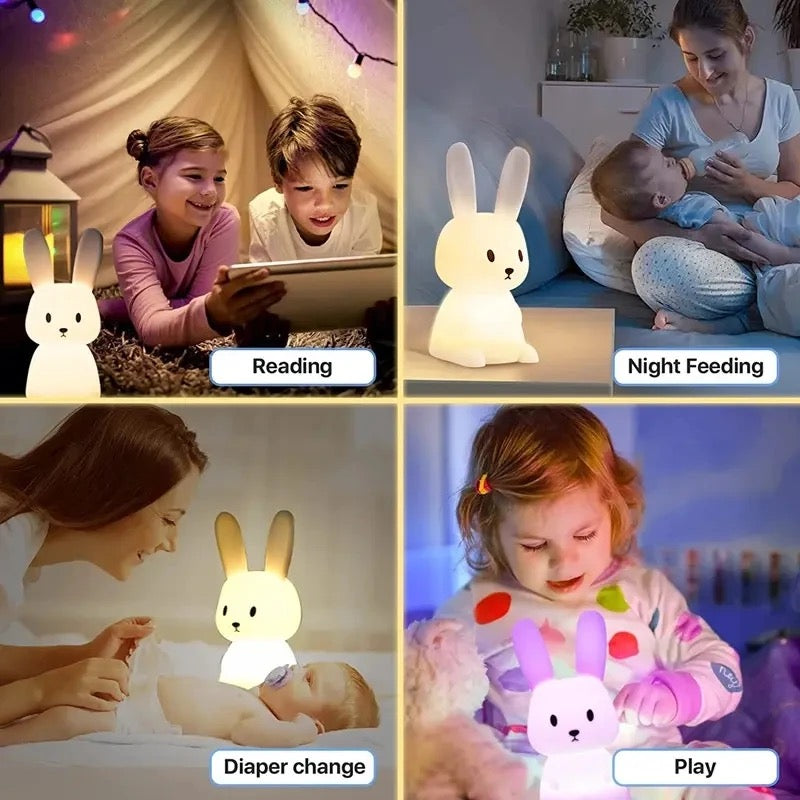 Bunny Silicone LED Night Light — USB-C Rechargeable Touch Lamp