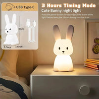 Bunny Silicone LED Night Light — USB-C Rechargeable Touch Lamp view 3