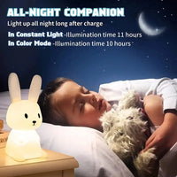 Bunny Silicone LED Night Light — USB-C Rechargeable Touch Lamp view 5