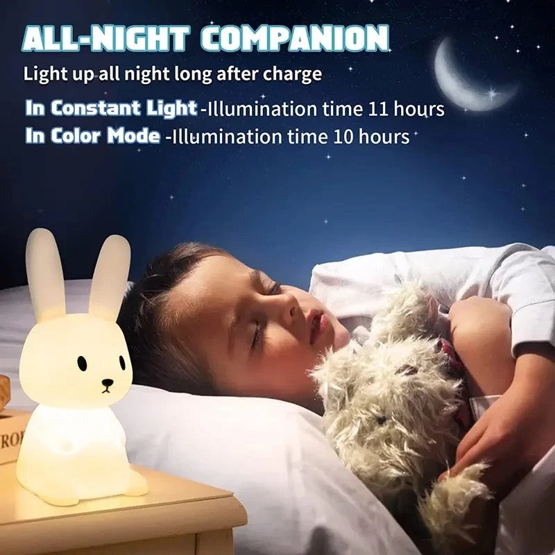 Bunny Silicone LED Night Light — USB-C Rechargeable Touch Lamp