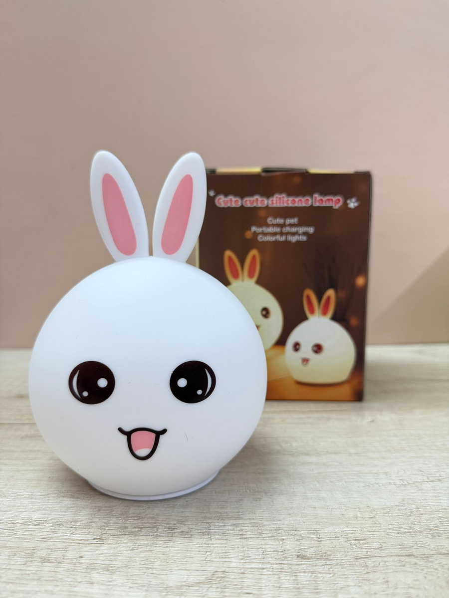 Cute Rabbit Silicone LED Night Light — Rechargeable Touch Lamp