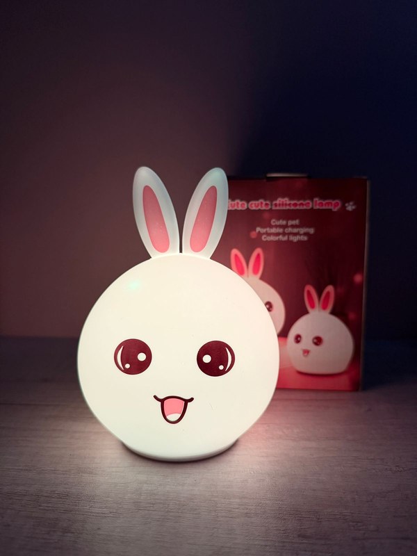 Cute Rabbit Silicone LED Night Light — Rechargeable Touch Lamp