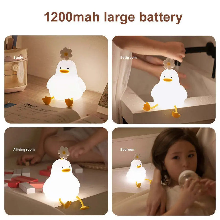 Daisy Flower Duck Silicone LED Night Light — USB Rechargeable Touch Lamp