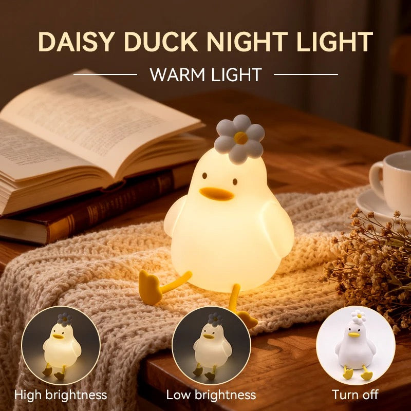 Daisy Flower Duck Silicone LED Night Light — USB Rechargeable Touch Lamp