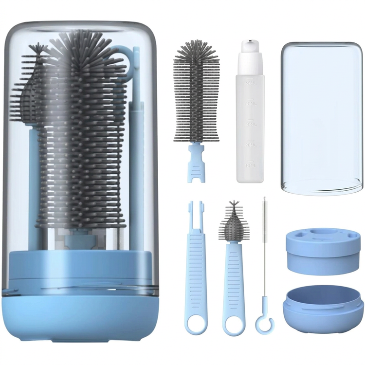 Portable Silicone Bottle Brush Set with Pacifier Brush & Drain Rack