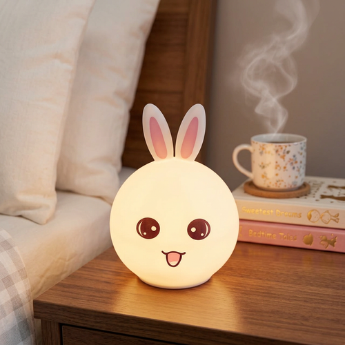 Cute Rabbit Silicone LED Night Light — Rechargeable Touch Lamp