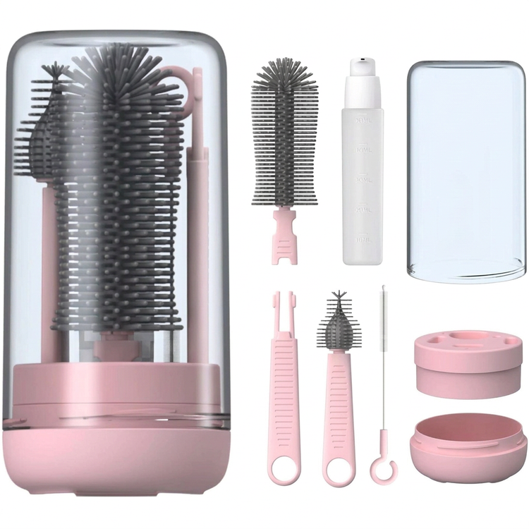 Portable Silicone Bottle Brush Set with Pacifier Brush & Drain Rack