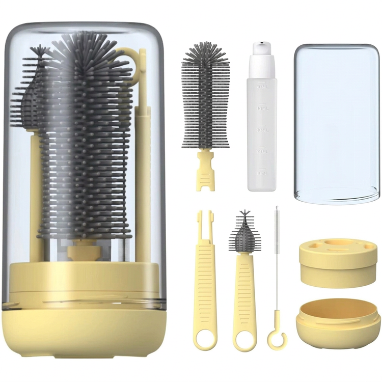 Portable Silicone Bottle Brush Set with Pacifier Brush & Drain Rack