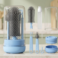 Portable Silicone Bottle Brush Set with Pacifier Brush & Drain Rack view 1