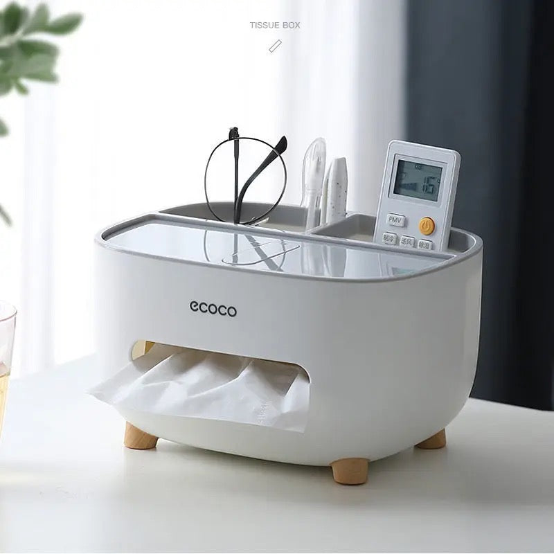 Multi-Function Desk Organizer with Tissue Box