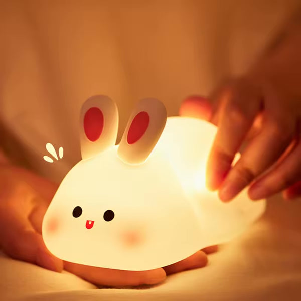 Big Face Rabbit Silicone LED Night Light — USB Rechargeable Touch Lamp