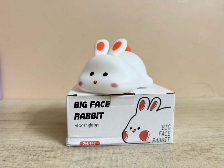 Big Face Rabbit Silicone LED Night Light — USB Rechargeable Touch Lamp