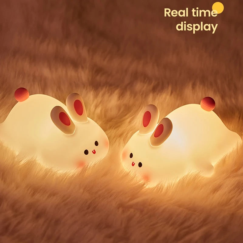 Big Face Rabbit Silicone LED Night Light — USB Rechargeable Touch Lamp