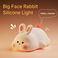 Big Face Rabbit Silicone LED Night Light — USB Rechargeable Touch Lamp view 3