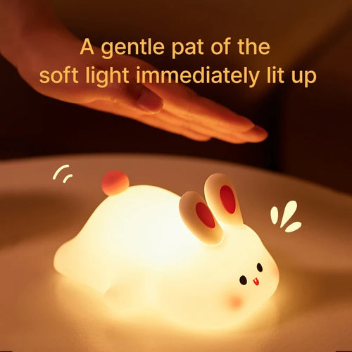 Big Face Rabbit Silicone Night Light, touch control demo